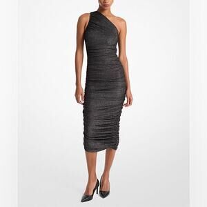 MICHAEL MICHAEL KORS Metallic Nylon Blend One-Shoulder Dress Women’s Sz M